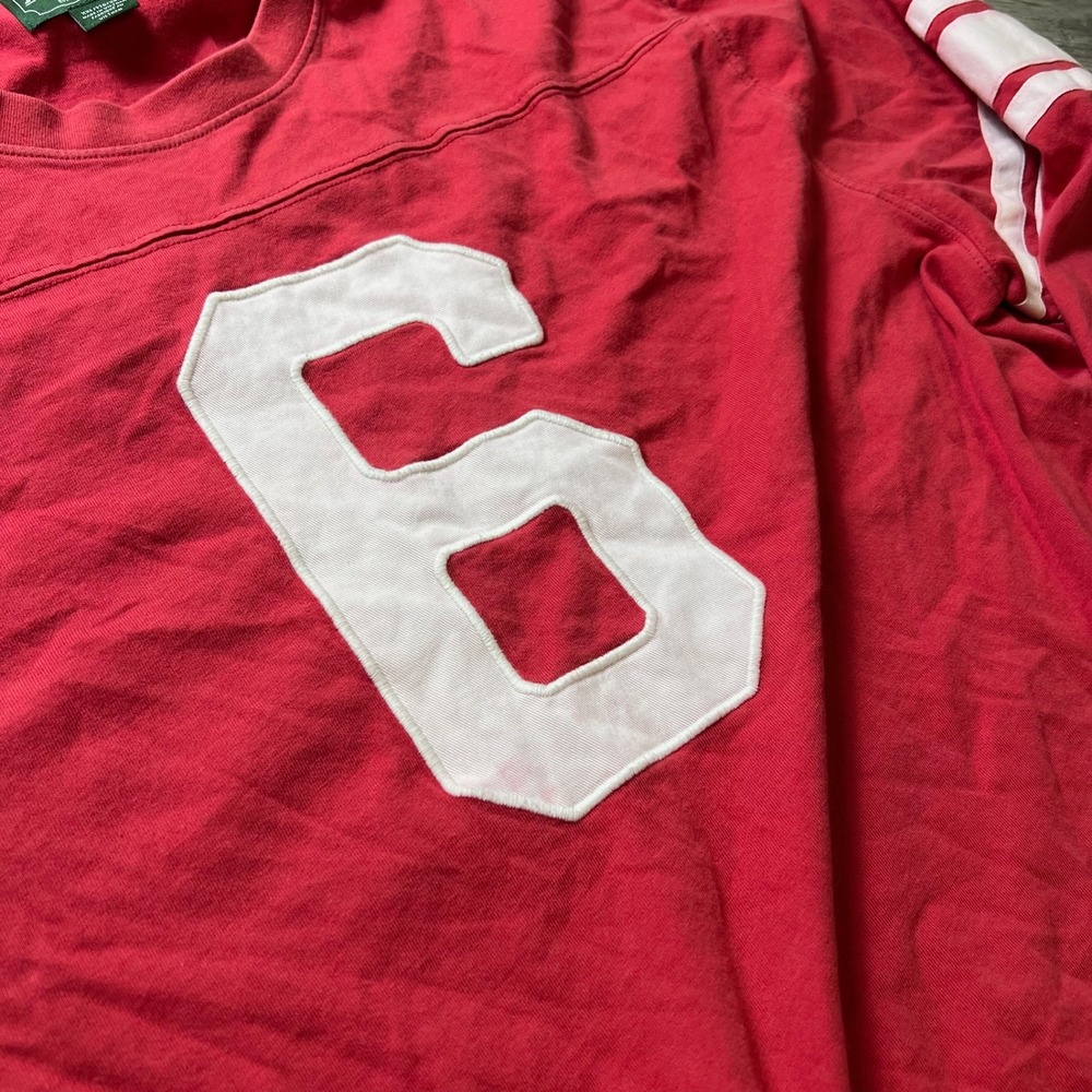 American Eagle Football Jersey Mens XXL Red Long Sleeve Number 6 Stripe Shirt - Picture 2 of 10